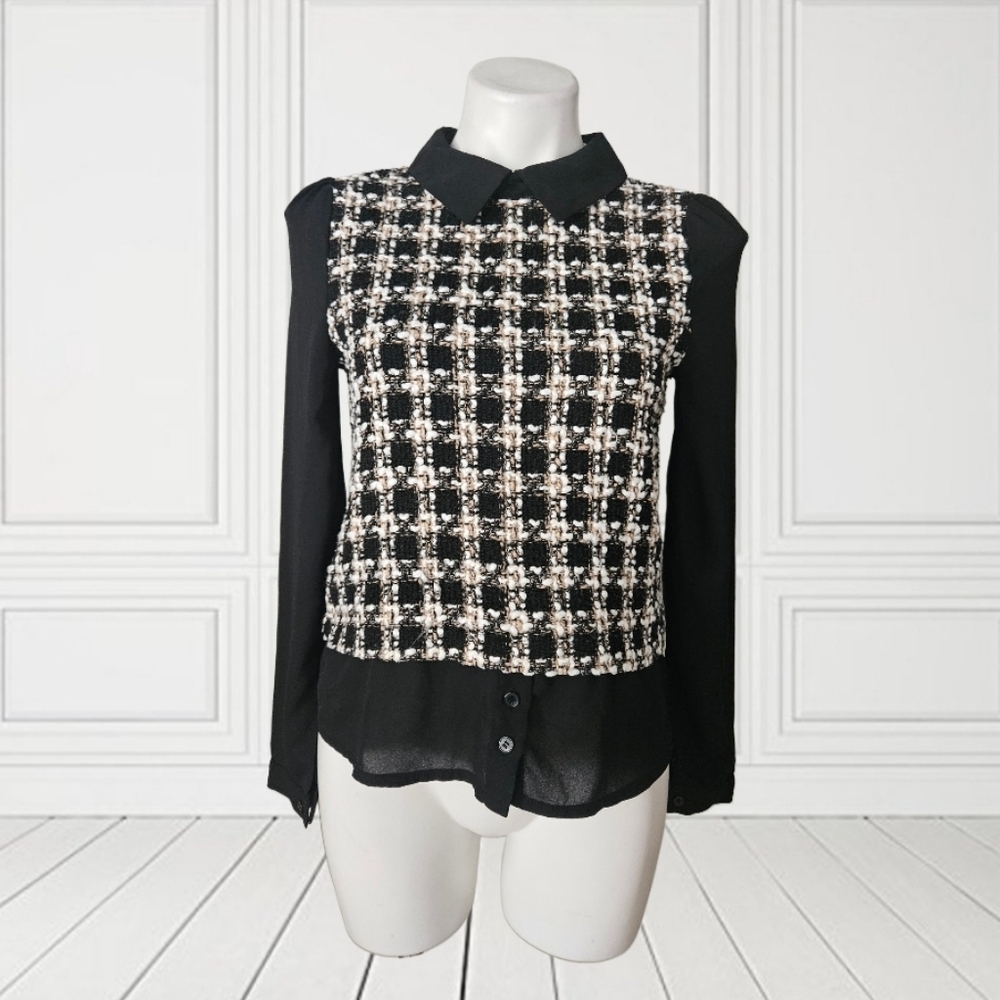 C& K Chic Black and White Blouse